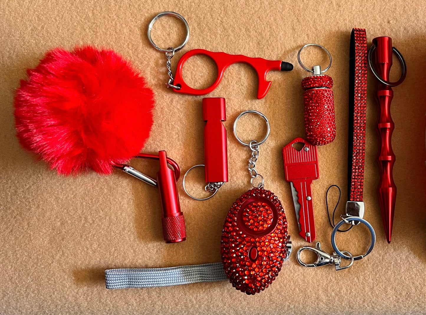 Red DIY self defense keychain