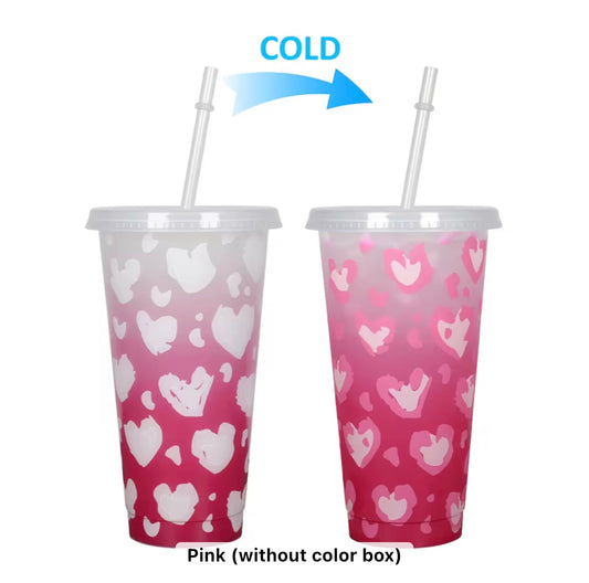 White and pink hearts cup