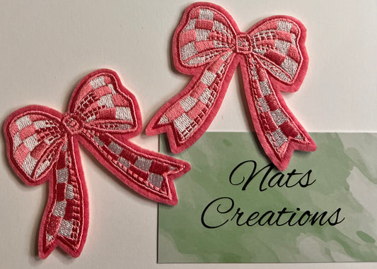 006- Pink bow chenille patch