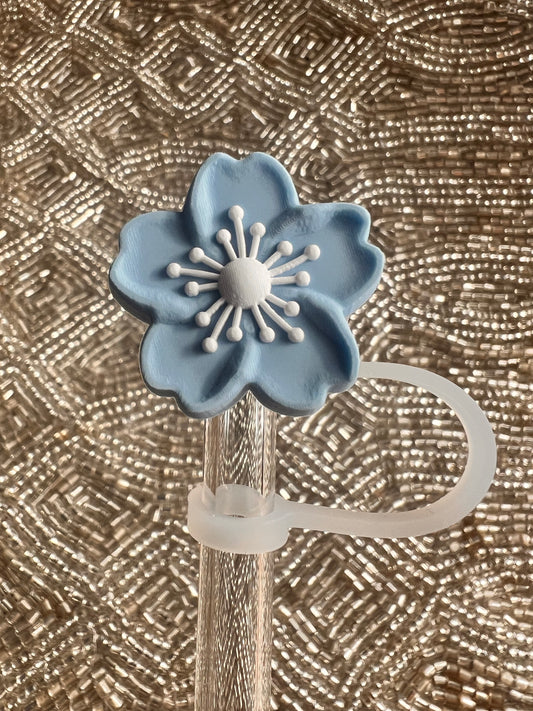 Blue flower straw topper