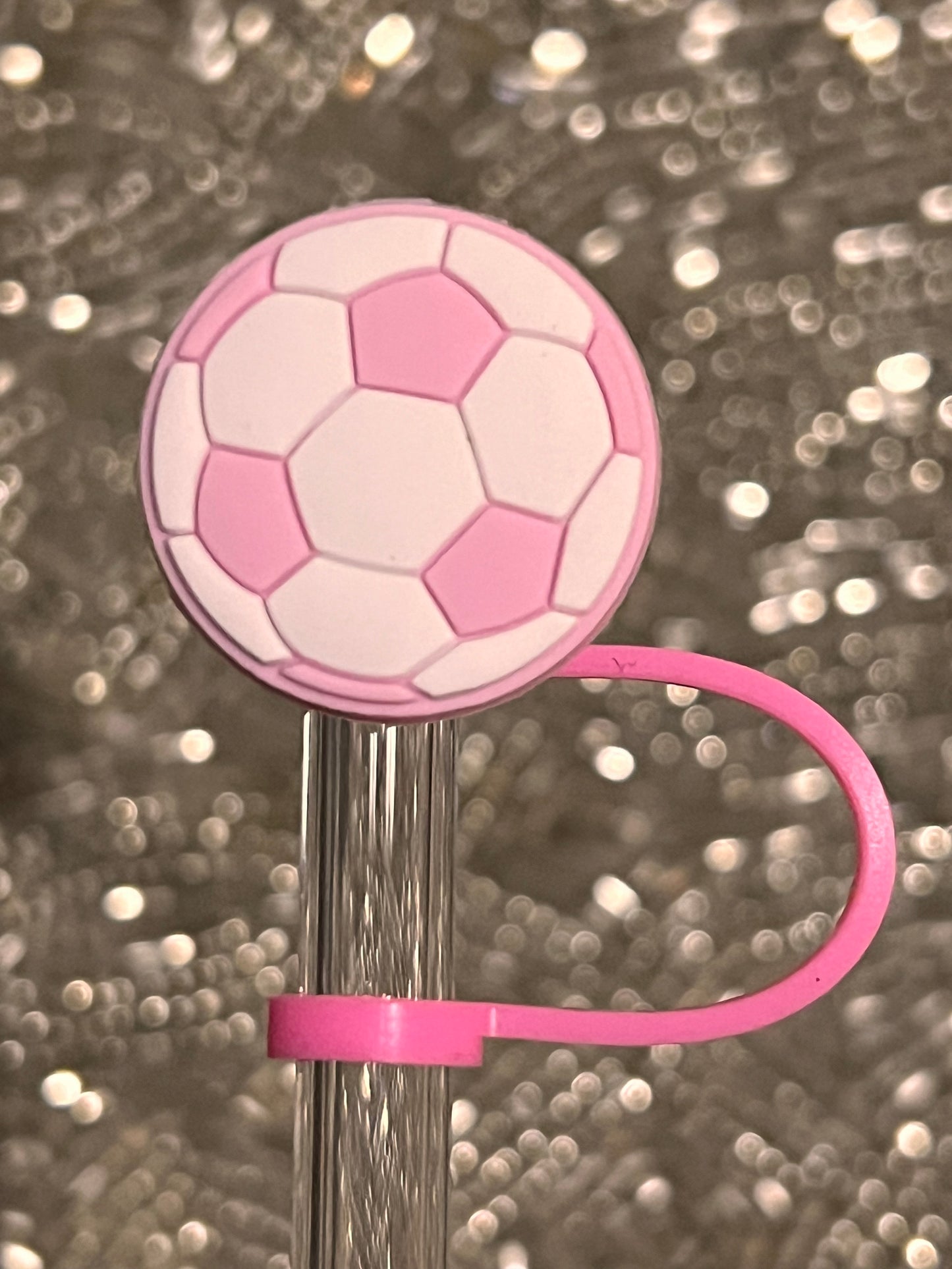 Soccer ball straw topper